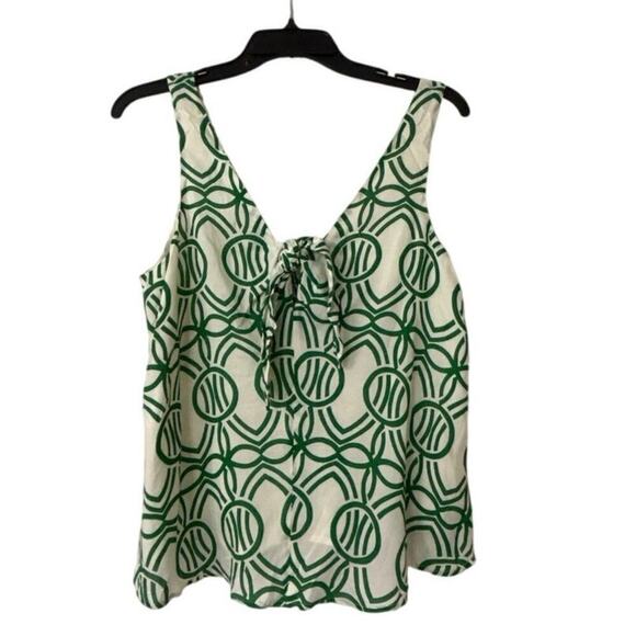 MAEVE Anthropology NWT Verena Tie Front Green & Cream Geometric Print Tank Small - Picture 2 of 10